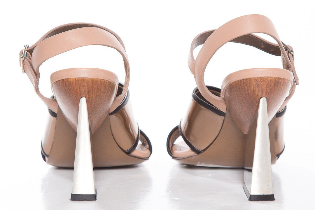 Marni Mauve Leather Sandals With Metallic Leather Trim SZ 36