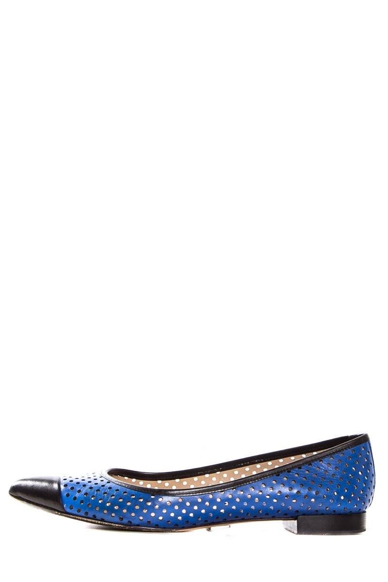 Michael Kors Blue & Black Perforated Leather Flats SZ 36.5 Sale