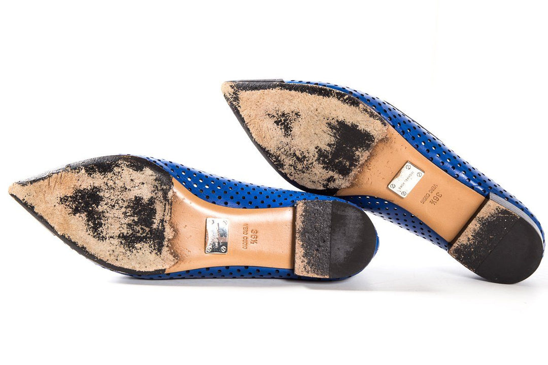 Michael Kors Blue & Black Perforated Leather Flats SZ 36.5 Sale