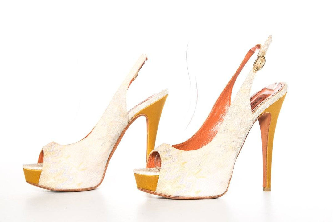 Missoni Yellow & Pink Knit Platform Slingbacks SZ 39.5 Sale