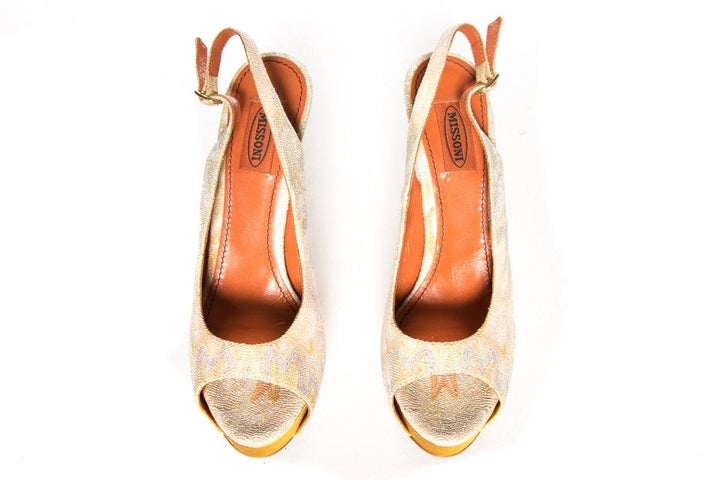 Missoni Yellow & Pink Knit Platform Slingbacks SZ 39.5 Sale