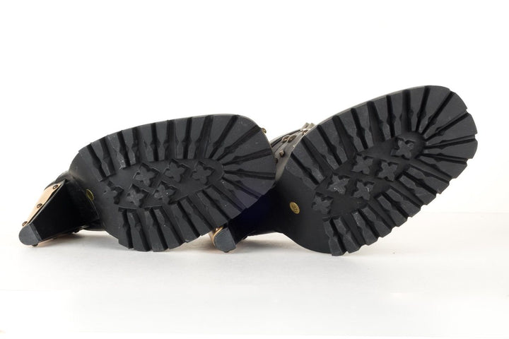 Miu Miu  Black Leather Studded Heeled Mules 37.5