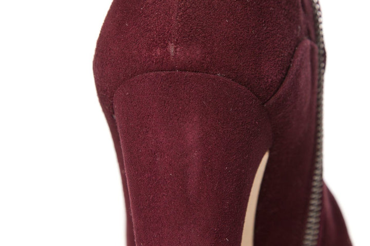 Miu Miu Burgundy Suede Round-Toe Knee-High Boots SZ 39 Sale