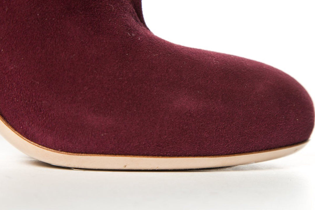 Miu Miu Burgundy Suede Round-Toe Knee-High Boots SZ 39 Sale