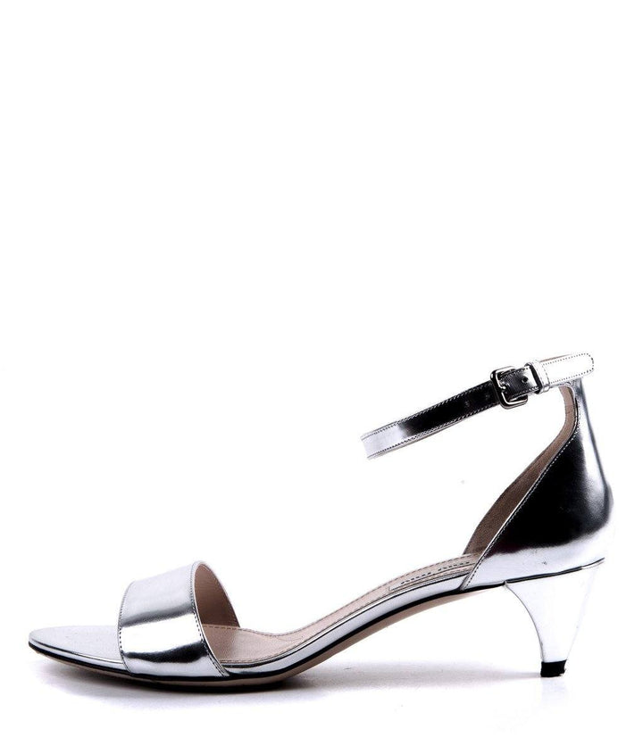 Miu Miu Silver KItten Heel Sandals SZ 38
