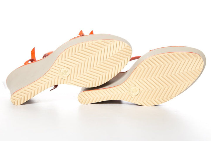 Moncler Orange Leather & Grey Wedge Sandals SZ 9 Sale