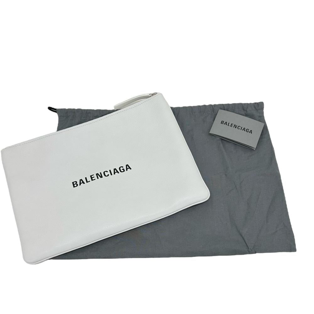 Top Quality Balenciaga Leather Clutch Bag White