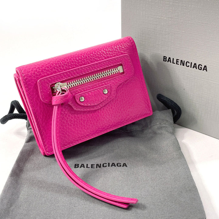 Top Quality Balenciaga Neo Classic Mini Wallet Leather Pink