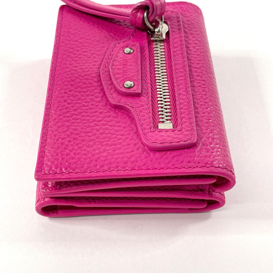 Top Quality Balenciaga Neo Classic Mini Wallet Leather Pink