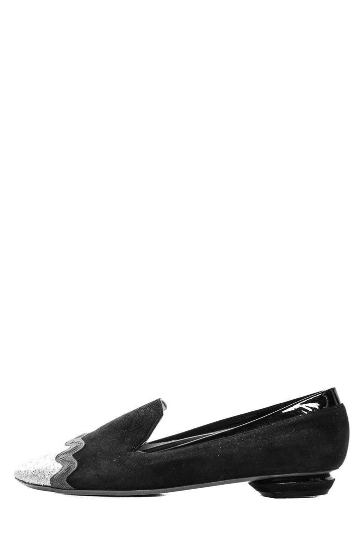 Nicholas Kirkwood Black Suede Glitter Cap Toe Loafers SZ 37 Sale