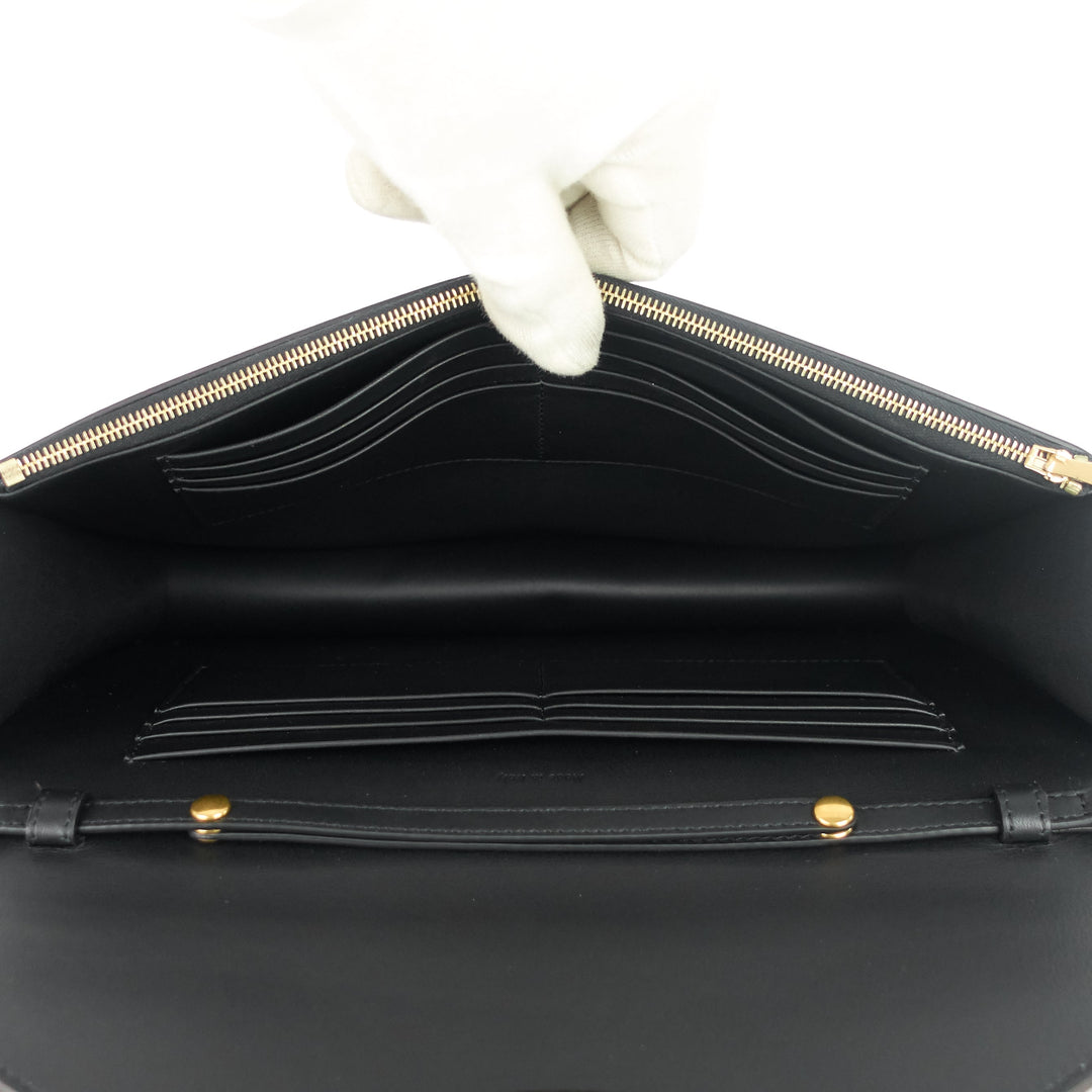 Celine Pocket Evening Leather and Shagreen Flap on Chain Bag
