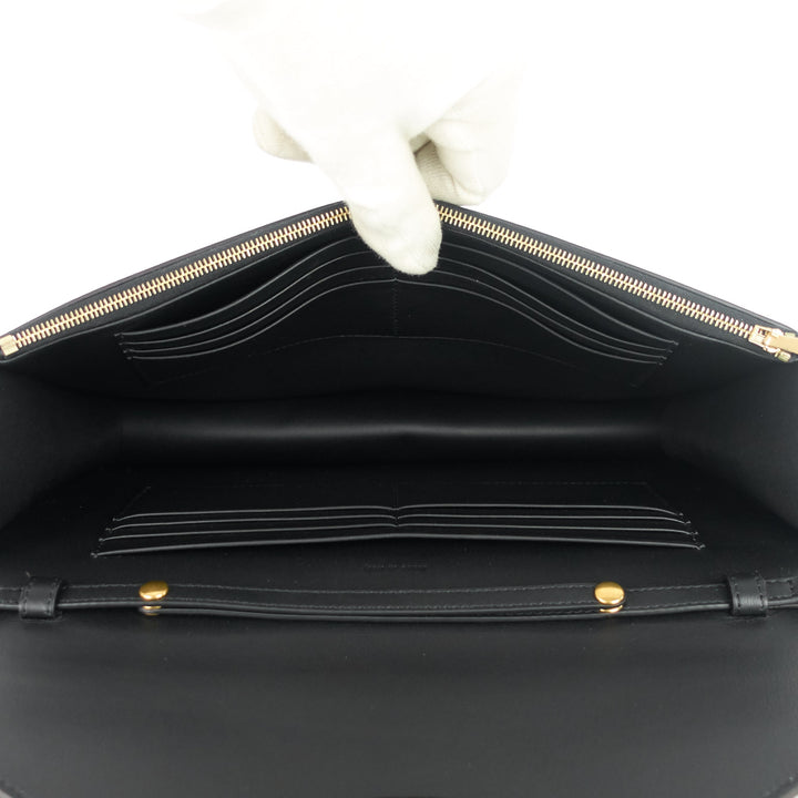 Celine Pocket Evening Leather and Shagreen Flap on Chain Bag