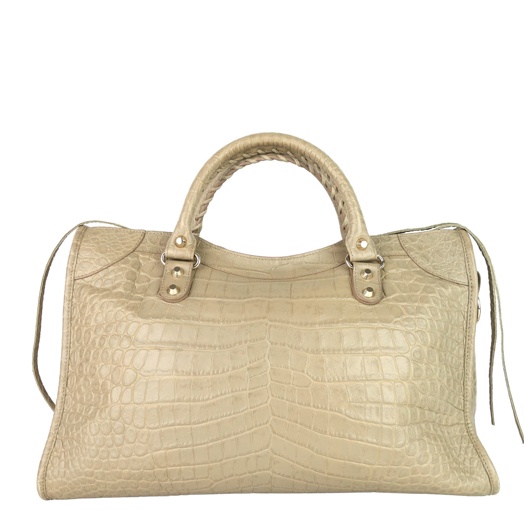 Top Quality Balenciaga Classic City Croc-Embossed Agneau Leather Bag