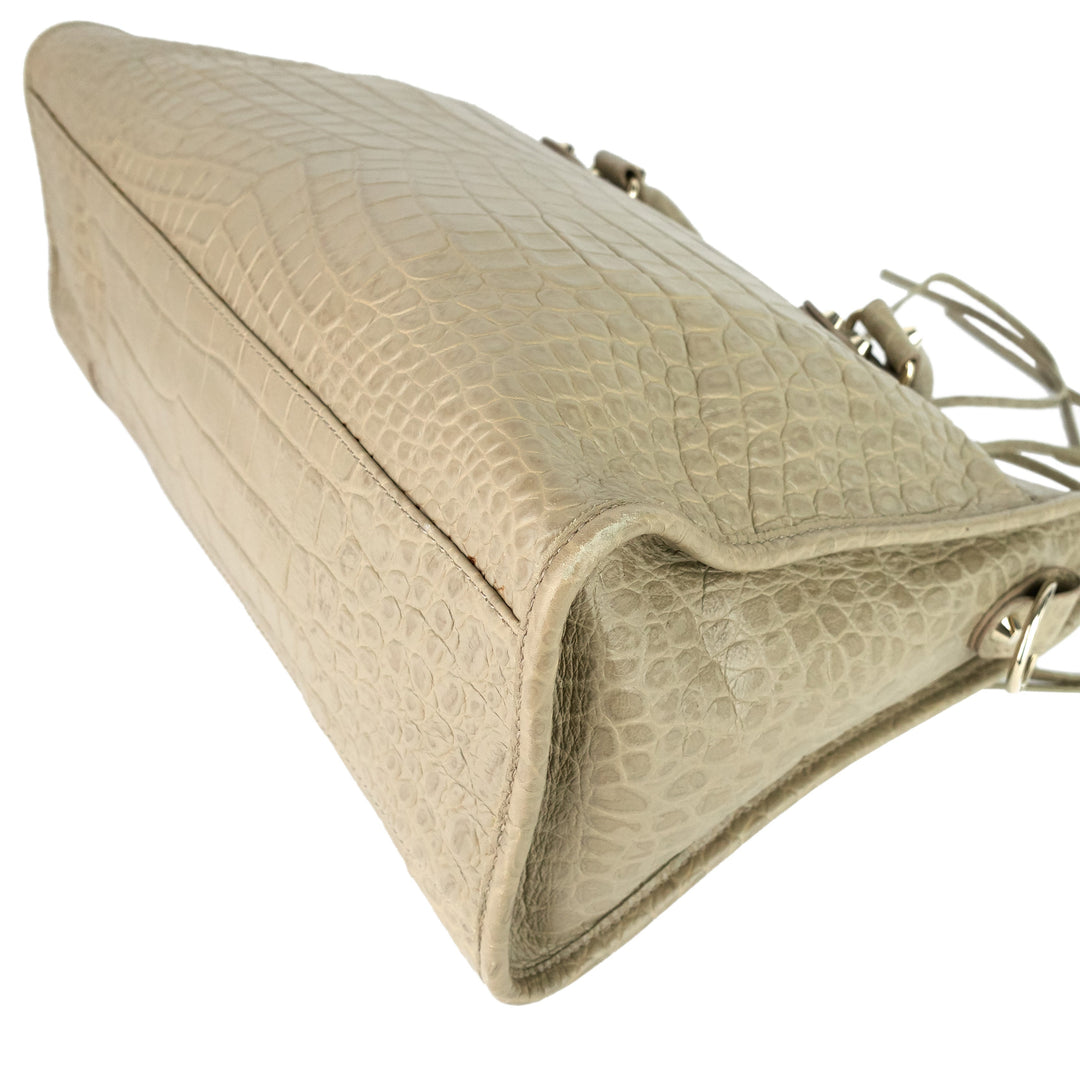 Top Quality Balenciaga Classic City Croc-Embossed Agneau Leather Bag