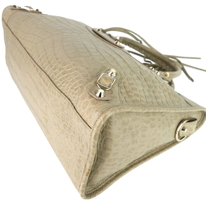 Top Quality Balenciaga Classic City Croc-Embossed Agneau Leather Bag