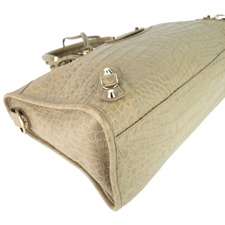Top Quality Balenciaga Classic City Croc-Embossed Agneau Leather Bag