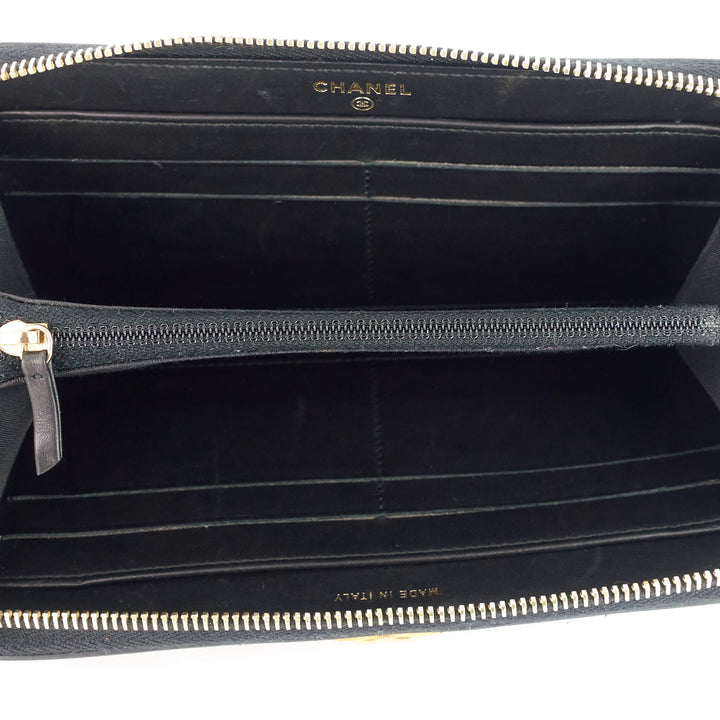 Chanel Boy Chevron Mixed Leather Zip Around Wallet