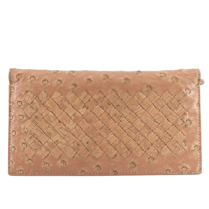 Bottega veneta Intrecciato Ostrich Leather Long Wallet