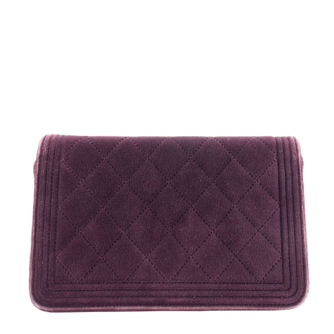 Chanel Boy Quilted Velvet Wallet on Chain Bag