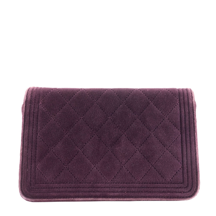 Chanel Boy Quilted Velvet Wallet on Chain Bag