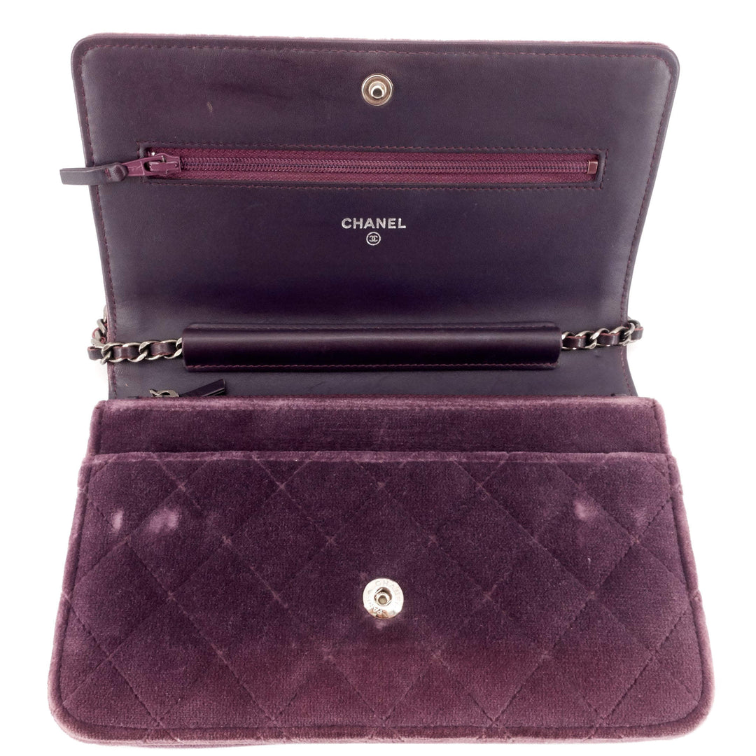 Chanel Boy Quilted Velvet Wallet on Chain Bag
