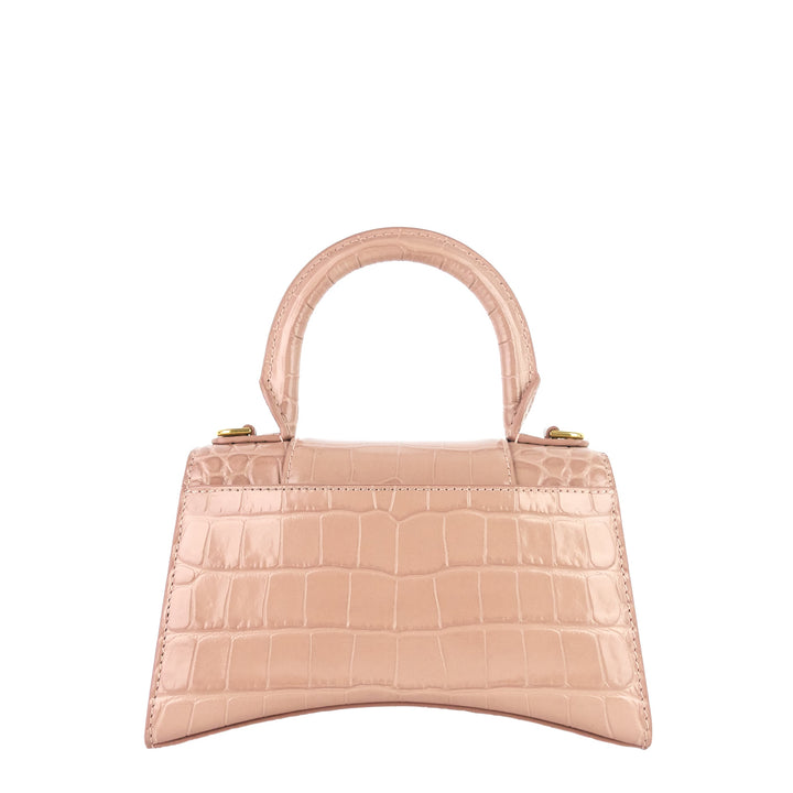 Top Quality Balenciaga Hourglass XS Croc Embossed Leather Top Handle Bag