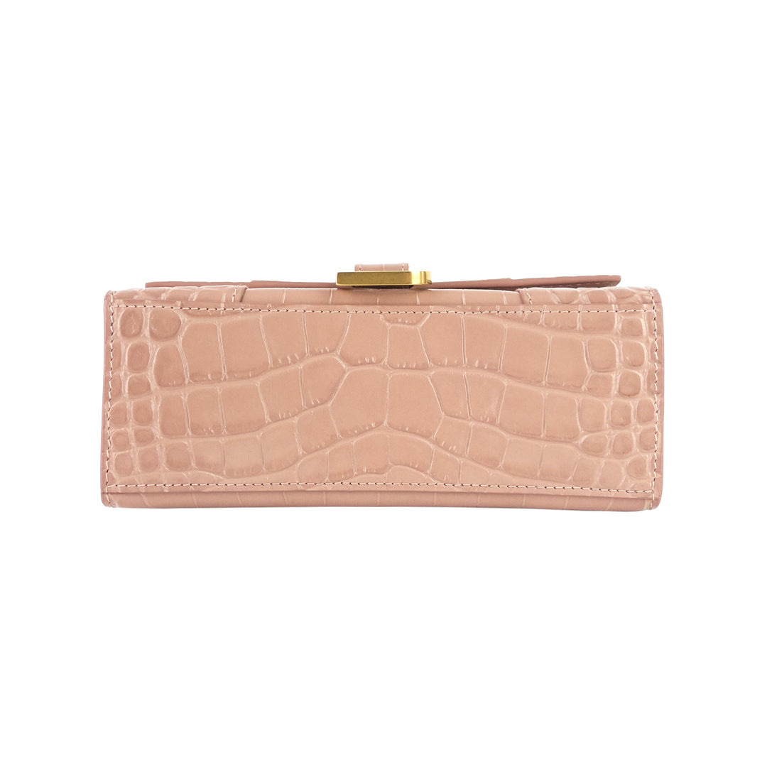 Top Quality Balenciaga Hourglass XS Croc Embossed Leather Top Handle Bag