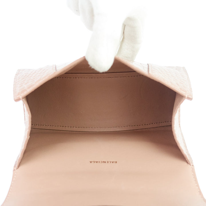 Top Quality Balenciaga Hourglass XS Croc Embossed Leather Top Handle Bag