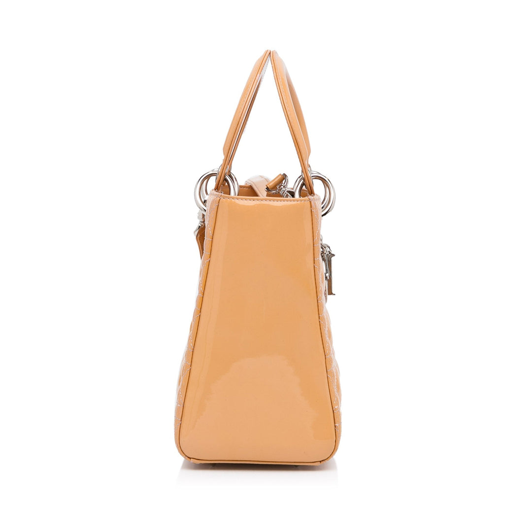 Top quality Dior Lady Top quality Dior Medium Light Orange Cannage Quilted Patent Leather