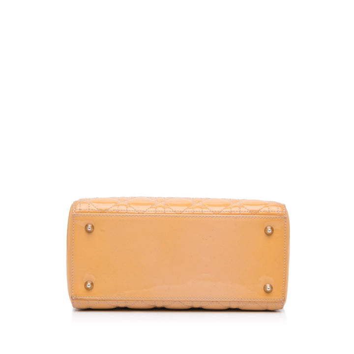 Top quality Dior Lady Top quality Dior Medium Light Orange Cannage Quilted Patent Leather