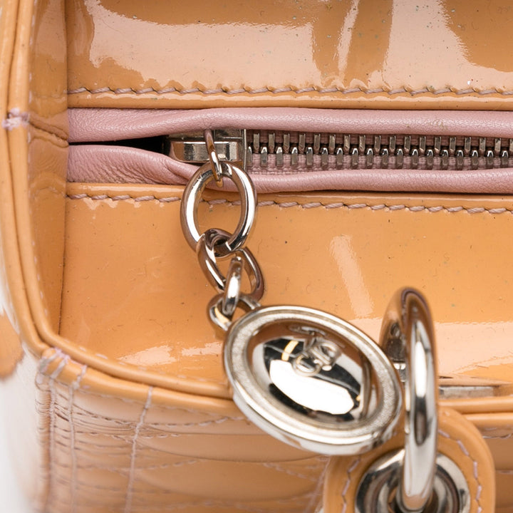 Top quality Dior Lady Top quality Dior Medium Light Orange Cannage Quilted Patent Leather