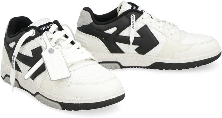 SLIM OUT OF OFFICE LEATHER AND FABRIC LOW-TOP SNEAKERS