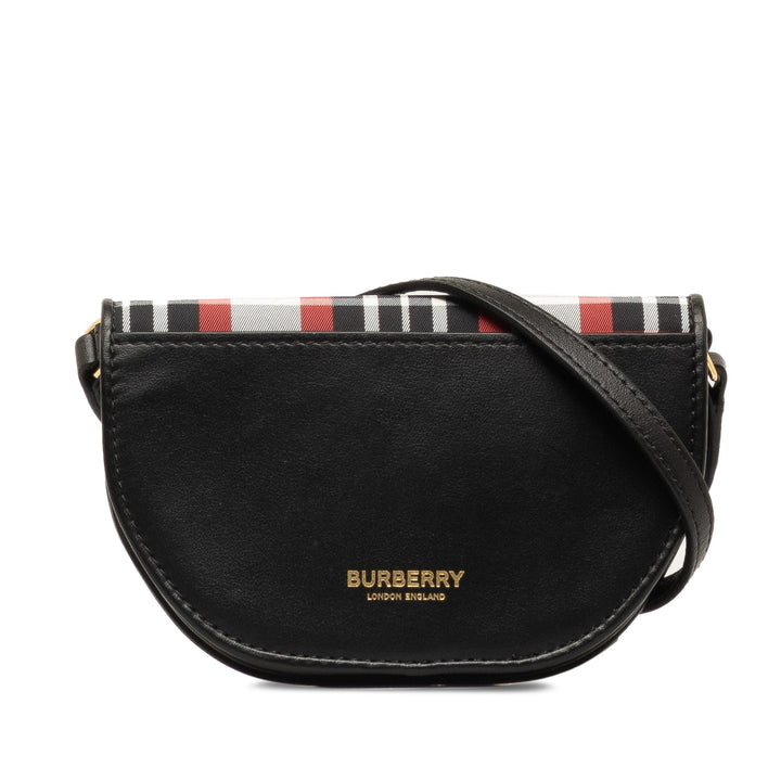 BURBERRY Olympia Micro Tartan Nylon and Leather Crossbody Crossbody Bag