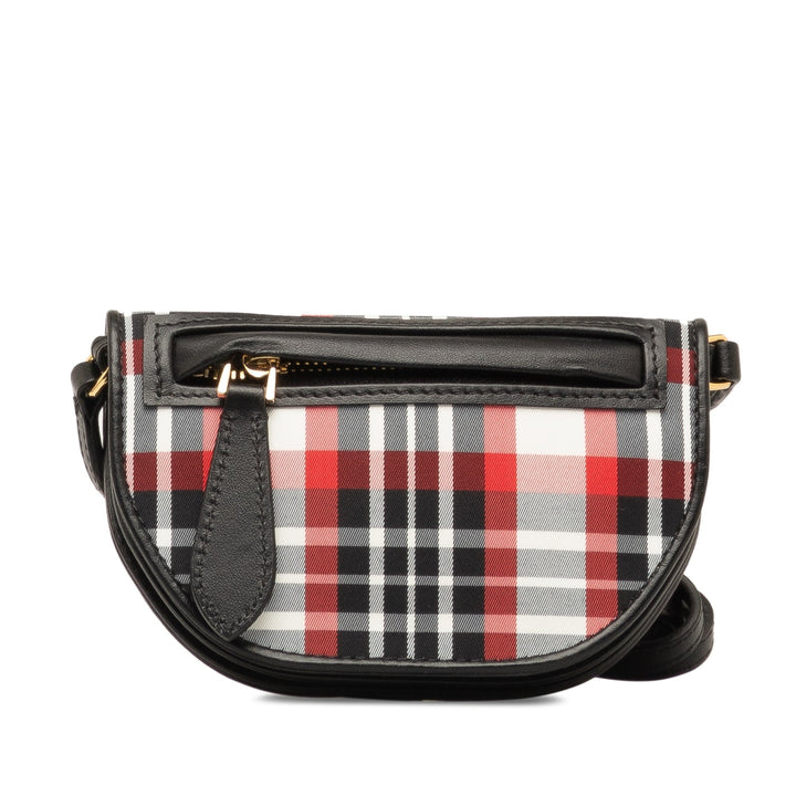 BURBERRY Olympia Micro Tartan Nylon and Leather Crossbody Crossbody Bag