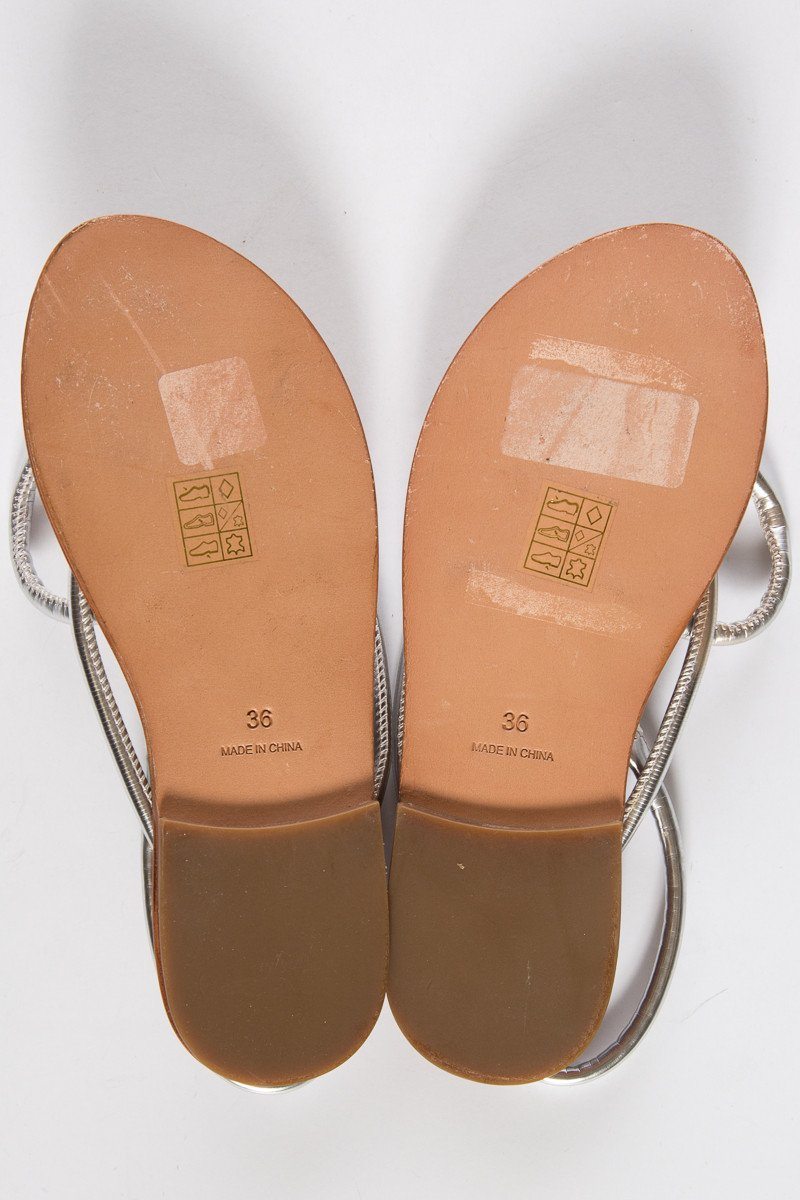 Opening Ceremony Silver Leather Thong Sandals SZ 36
