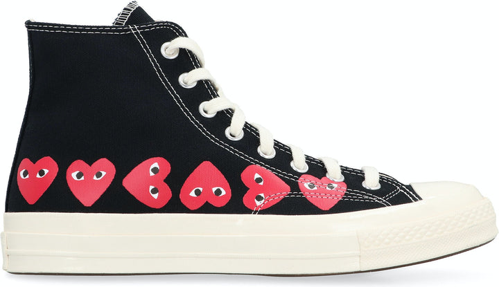 COMME DES GARÇONS PLAY CONVERSE HI TOP SNEAKERS