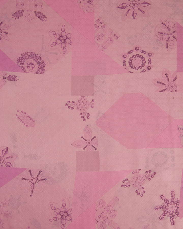 *FIRE PRICE* Christian Top quality Dior Pink and Purple Silk Scarf with Geometric Jewel Floral Detailing