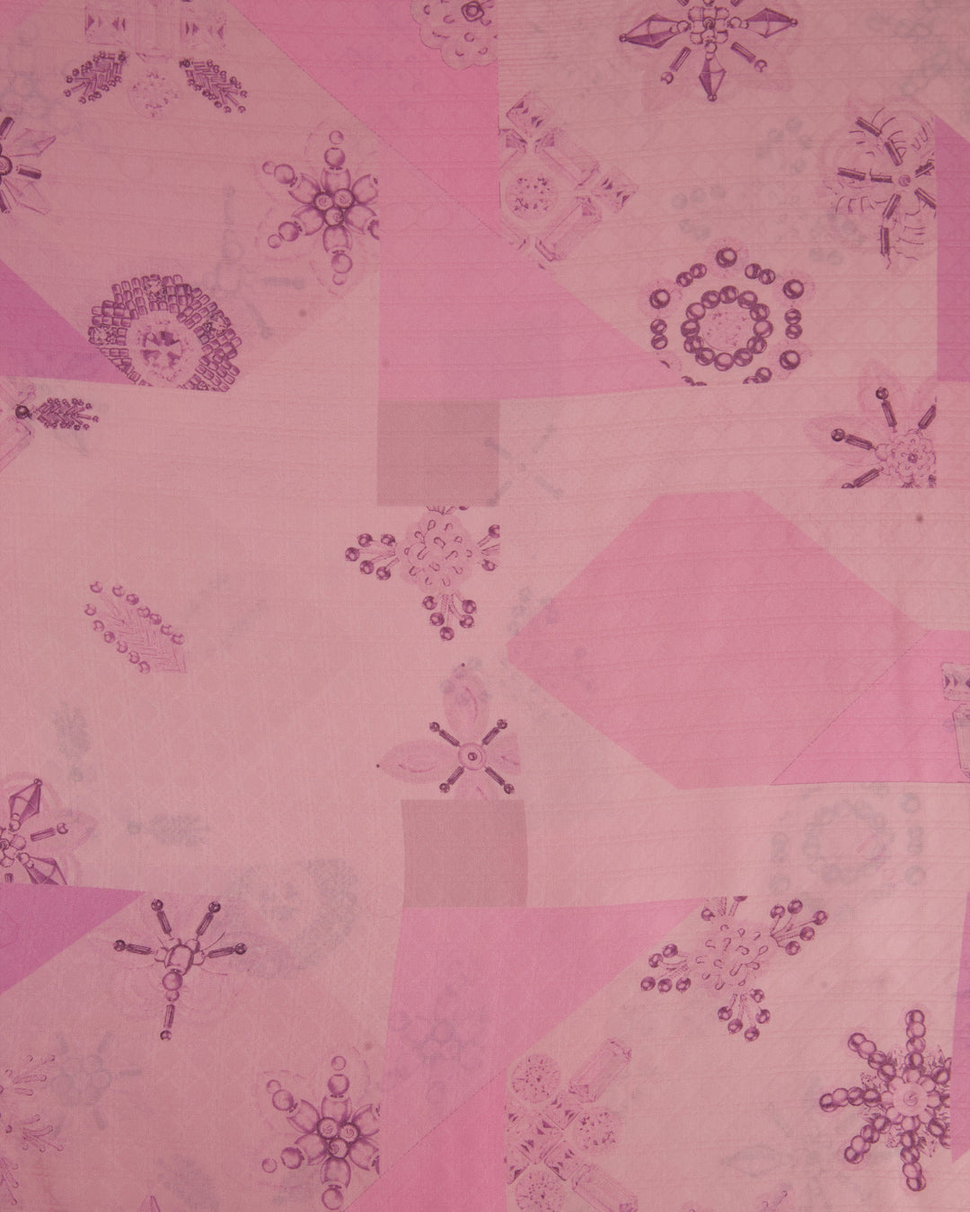 *FIRE PRICE* Christian Dior Pink and Purple Silk Scarf with Geometric Jewel Floral Detailing