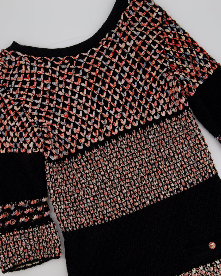 Top Quality Chanel Tweed Multi-Colour Open-Knit Dress with Front Pocket Detailing FR 34 (UK 6)