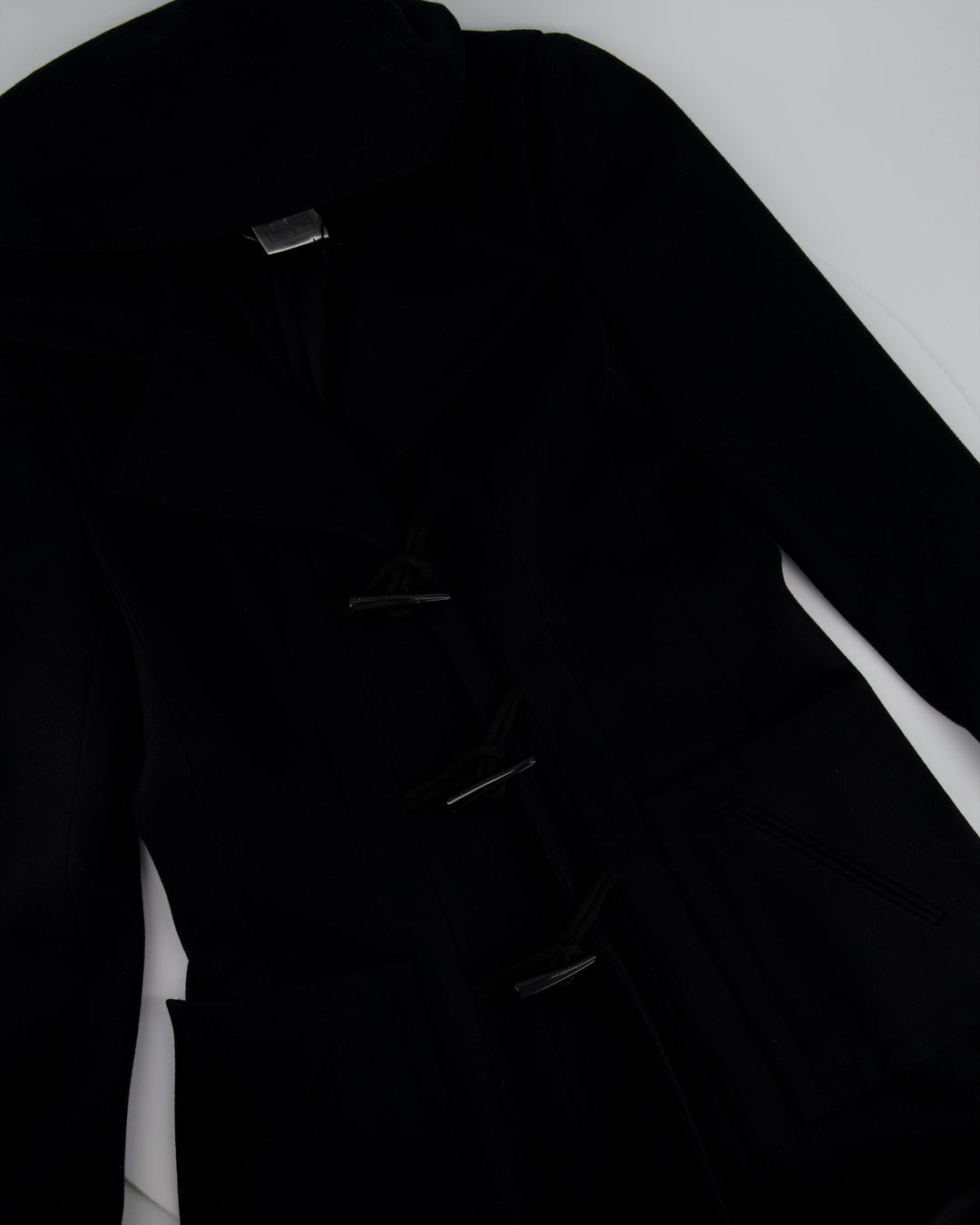 Top Quality Chanel Black Hooded Longline Wool Coat with Toggle Fasten Detail  FR 42 (UK 10)