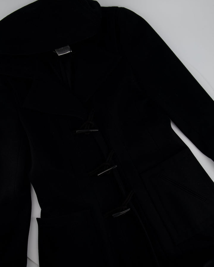 Top Quality Chanel Black Hooded Longline Wool Coat with Toggle Fasten Detail  FR 42 (UK 10)