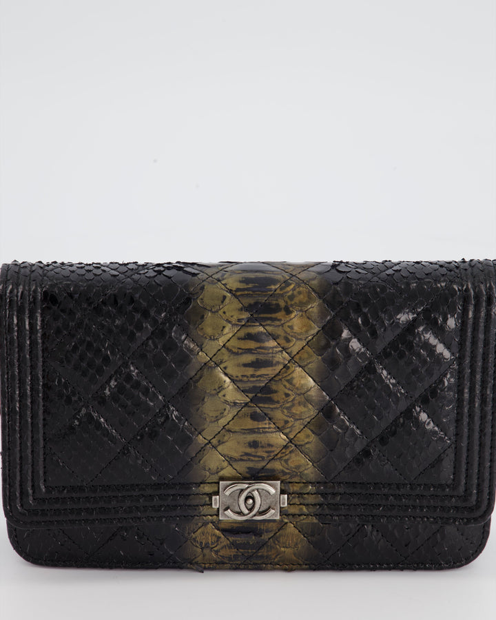 *HOT* Top Quality Chanel Black and Gold Wallet on Chain Bag in Python with Ruthenium Hardware