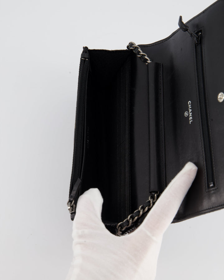 *HOT* Top Quality Chanel Black and Gold Wallet on Chain Bag in Python with Ruthenium Hardware