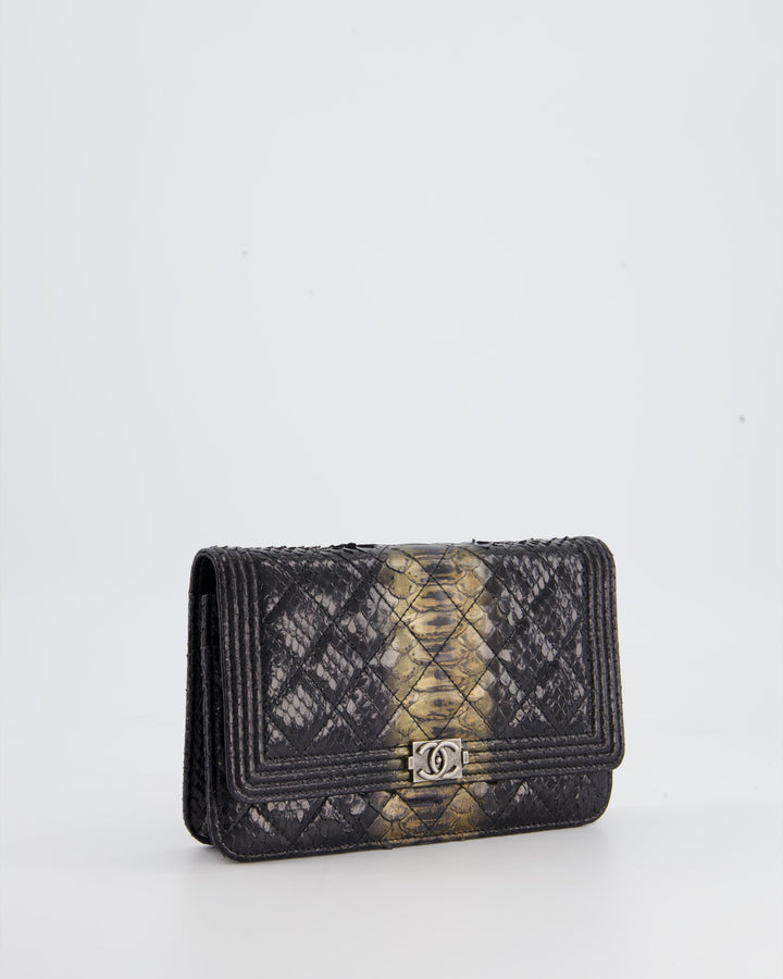 *HOT* Top Quality Chanel Black and Gold Wallet on Chain Bag in Python with Ruthenium Hardware