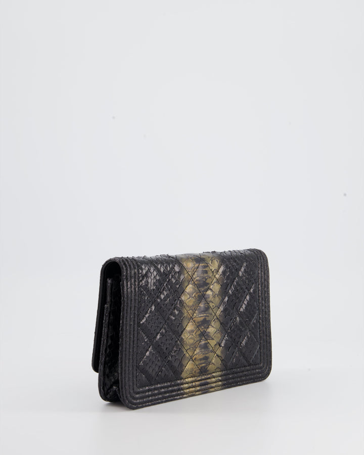 *HOT* Top Quality Chanel Black and Gold Wallet on Chain Bag in Python with Ruthenium Hardware