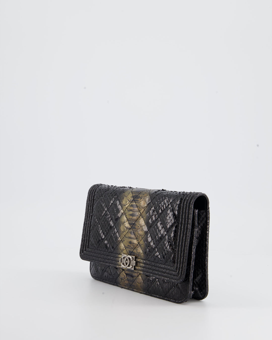 *HOT* Top Quality Chanel Black and Gold Wallet on Chain Bag in Python with Ruthenium Hardware