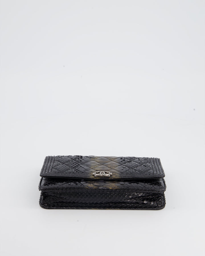 *HOT* Chanel Black and Gold Wallet on Chain Bag in Python with Ruthenium Hardware