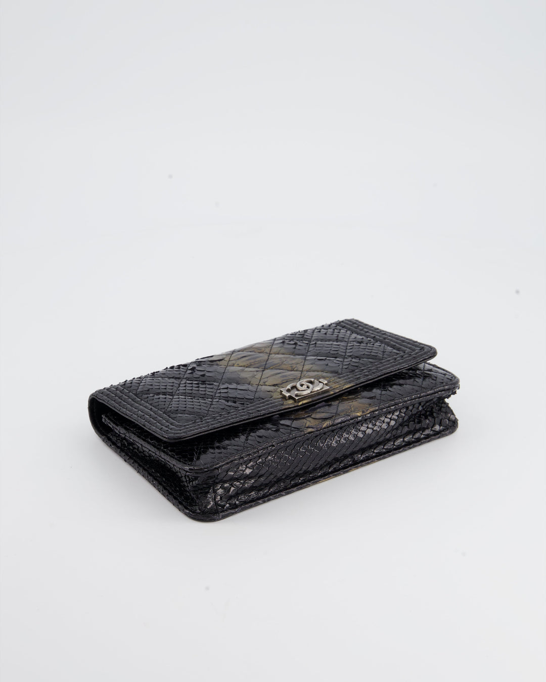 *HOT* Top Quality Chanel Black and Gold Wallet on Chain Bag in Python with Ruthenium Hardware