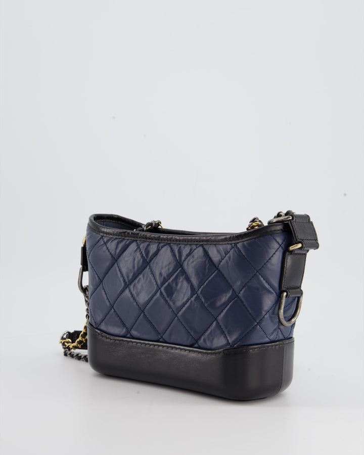 *FIRE PRICE* Top Quality Chanel Blue & Black Small Gabrielle Bag in Lambskin Leather with Mixed Hardware