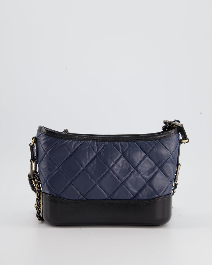 *FIRE PRICE* Chanel Blue & Black Small Gabrielle Bag in Lambskin Leather with Mixed Hardware